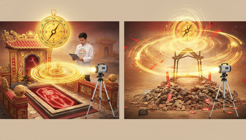 Phân Biệt Mộ Thật Và Mộ Gió Kỹ Thuật Dùng Thước Tầm Long Chuẩn Khoa Học